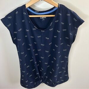 Izod Dark Blue Tee with Glasses Pattern